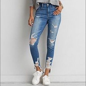 American Eagle high waisted destroyed jeans